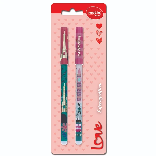 Caneta esferográfica Love City Molin 1,0 mm 2 peças