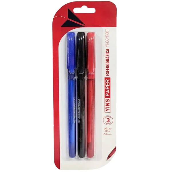 Caneta esferográfica com grip emborrachado 0.7 mm 3 unidades