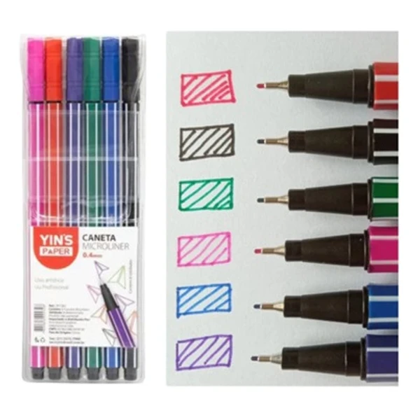 Caneta fineliner 0.4 mm 6 peças