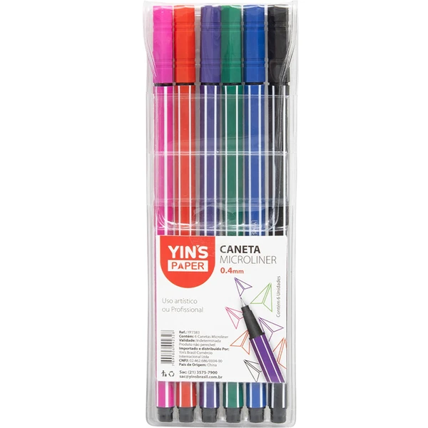 Caneta fineliner 0.4 mm 6 peças
