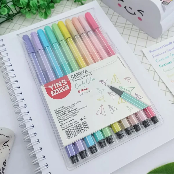 Caneta fineliner hidrográfica Candy Color com ponta fina 0.4 mm 10 unidades