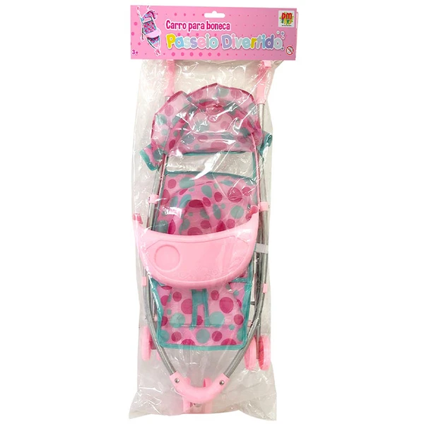 Carrinho de boneca com bancada para papinha Passeio Divertido 23x40x53