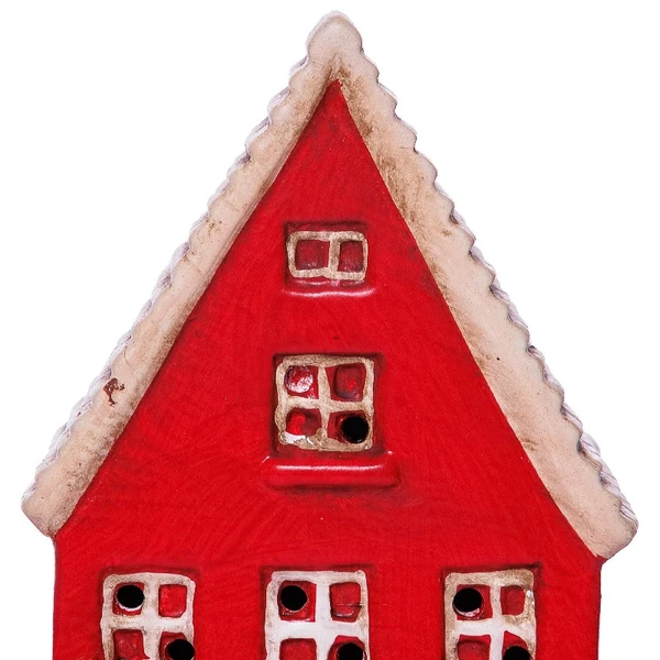 Casa natalina vermelha com luz nas janelas 18x11x7