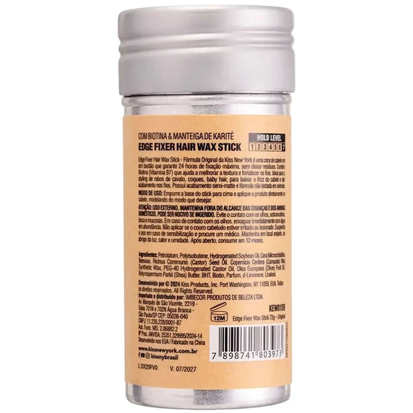 Cera capilar em bastão Edge Fixer 24 Hour Max Hold Hair Wax Stick Kiss NY - original