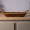 Cesta oval de plástico trançado com alça Rattan Lyor 22,5x15x7,5