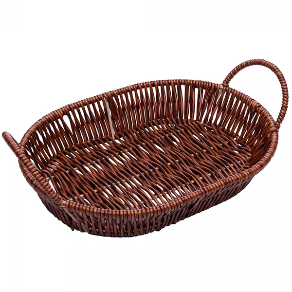 Cesta oval de plástico trançado com alça Rattan Lyor 22,5x15x7,5