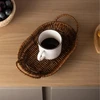 Cesta oval de plástico trançado com alça Rattan Lyor 22,5x15x7,5