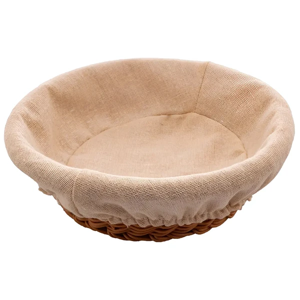 Cesta redonda de plástico trançado com forro de tecido Rattan Lyor 21x7