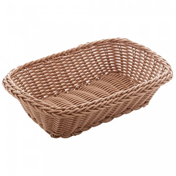 Cesta retangular de plástico trançado Rattan Lyor 24x17x7