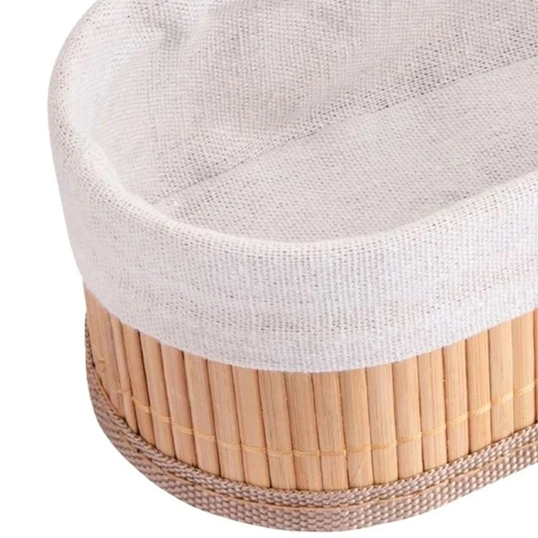 Cesto organizador de bambu com forro de tecido 3 peças