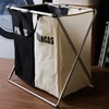 Cesto organizador duplo dobrável com alças para roupas pretas e brancas Lyor 59x38x57
