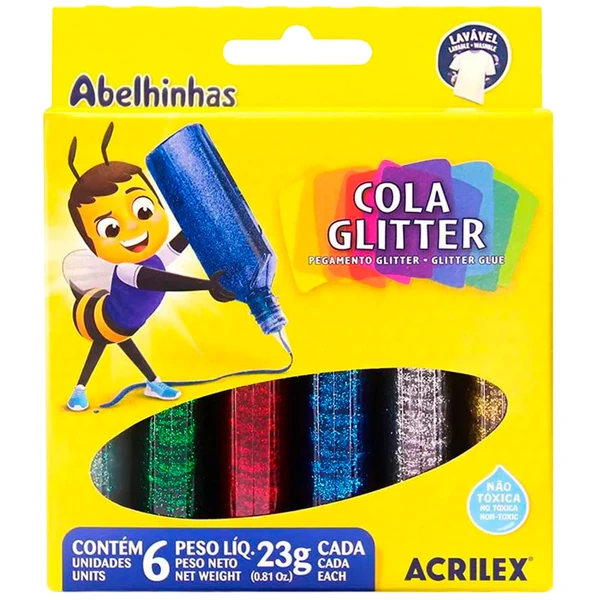 Cola glitter Acrilex 23 g 6 cores