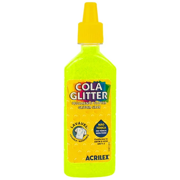 Cola glitter Acrilex 23 g - amarelo limão