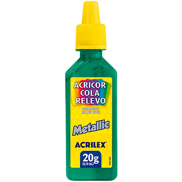 Cola relevo 3D Mettalic Acrilex 20 g - verde