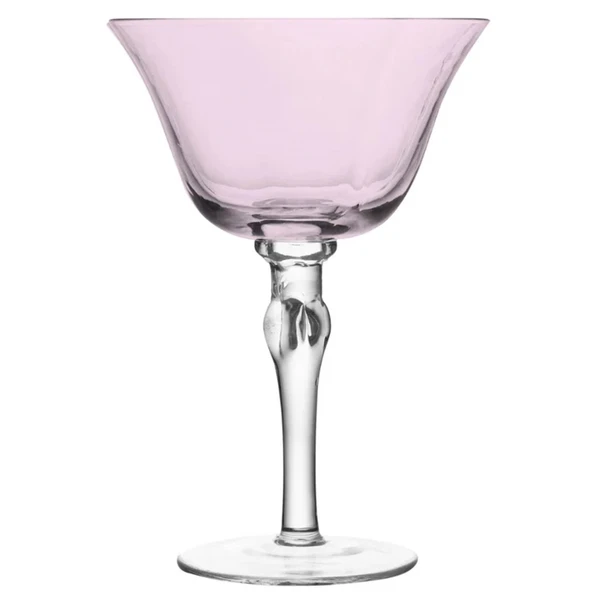 Conjunto 2 taças de vidro coupe rosa com cinza Lily Wolff 300 ml