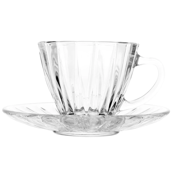Conjunto 2 xícaras de cristal com pires para café Radial Lyor 90 ml
