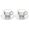 Conjunto 2 xícaras de cristal com pires para café com fio de ouro Radial Lyor 90 ml