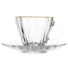 Conjunto 2 xícaras de cristal com pires para café com fio de ouro Radial Lyor 90 ml
