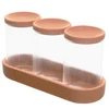 Conjunto 3 porta condimentos com tampa e bandeja de rolha Essência Lyor 500 ml