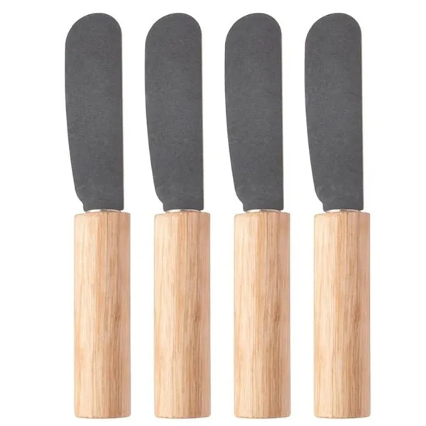 Conjunto 4 espátulas para manteiga com cabo de madeira 10 cm