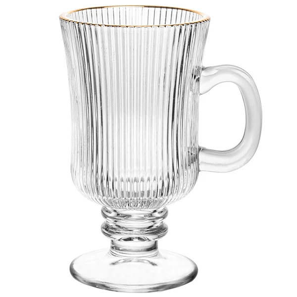 Conjunto 4 taças de vidro com fio de ouro para cappuccino Lines Wolff 240 ml