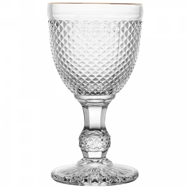 Conjunto 6 taças de vidro para água e suco com fio de ouro Bico de Jaca Wolff 300 ml