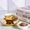 Conjunto 6 xícaras de porcelana para café com suporte Versa dourado Wolff 90 ml