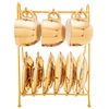 Conjunto 6 xícaras de porcelana para café com suporte Versa dourado Wolff 90 ml