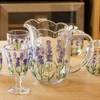 Conjunto de jarra 1,3 litros com 6 taças de cristal 240 ml para servir Lavanda Hand Painting Lyor