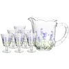 Conjunto de jarra 1,3 litros com 6 taças de cristal 240 ml para servir Lavanda Hand Painting Lyor