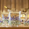 Conjunto de jarra 1,3 litros com 6 taças de cristal 240 ml para servir Lavanda Hand Painting Lyor