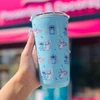Copo com tampa hermética Stitch e Angel Disney Zona Criativa 500 ml