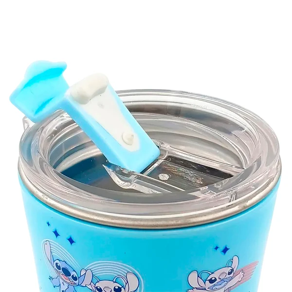 Copo com tampa hermética Stitch e Angel Disney Zona Criativa 500 ml