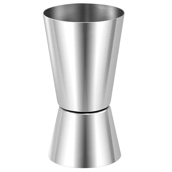 Copo dosador duplo em inox para bebidas 25 ml e 50 ml