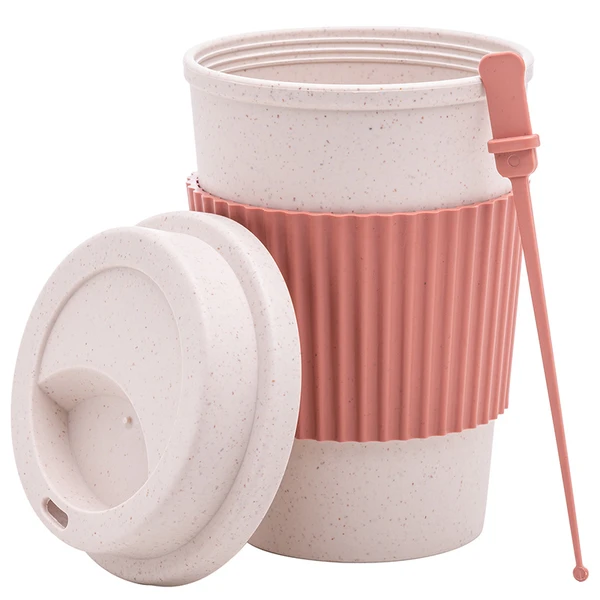 Copo para café de bambu ecológico com tampa e mexedor Lyor 450 ml