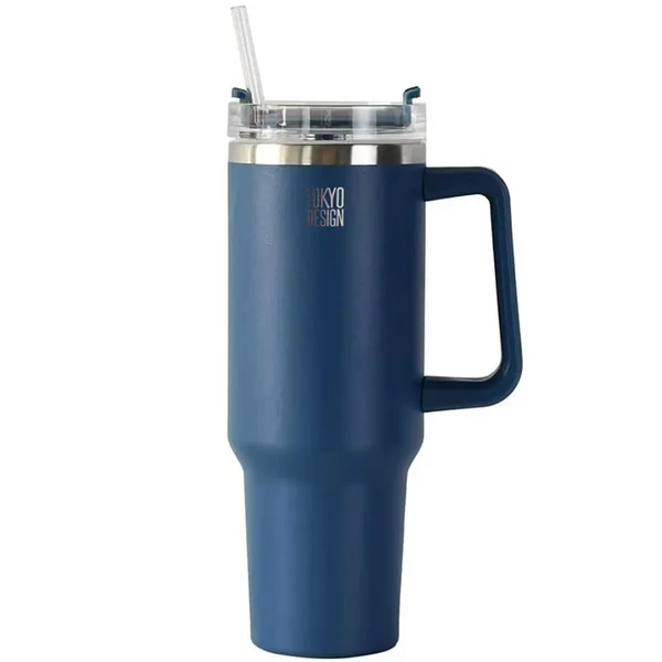 Copo térmico em inox dupla camada com canudo plástico reutilizável Virgínia 1,3 litros