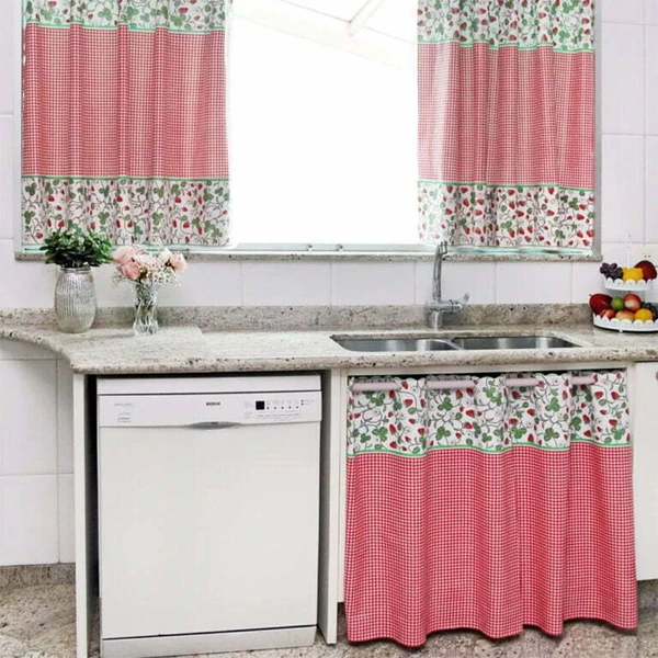 Cortina de pia para cozinha ou lavanderia 138x88