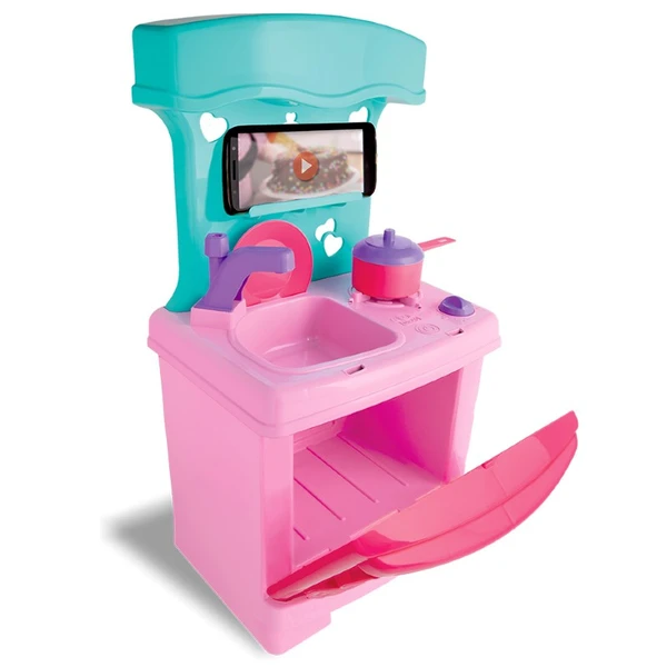 Cozinha infantil Sonho de Menina Sweet Fantasy com cooktop, forninho, utensílios e torneira