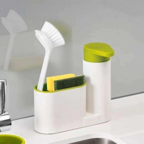 Dispenser para detergente com porta esponja de lavar louça