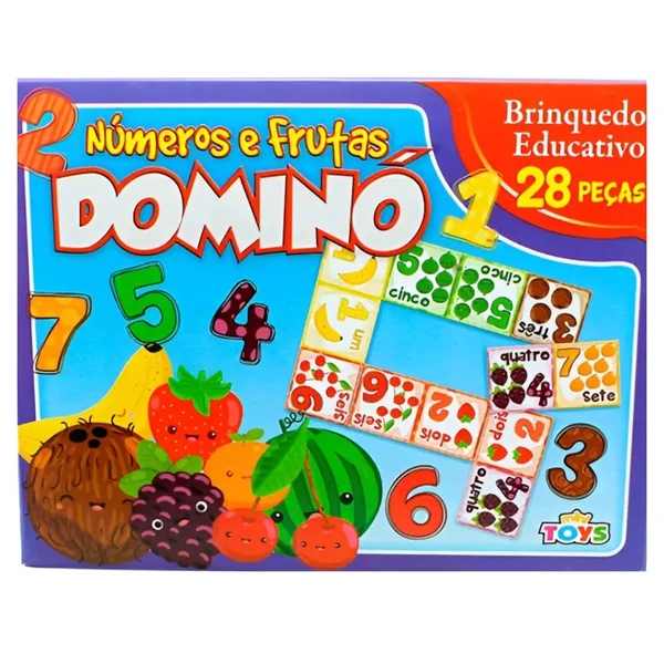 Dominó Números e Frutas 28 peças