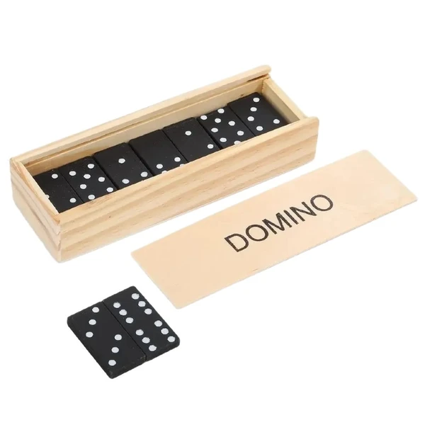Dominó de madeira com estojo 14,5x5x3