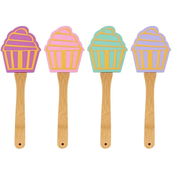 ESPÁTULA CUPCAKE DE SILICONE COM CABO EM BAMBU