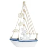Enfeite decorativo de mesa ou pendente Barco branco com azul 17x11,5