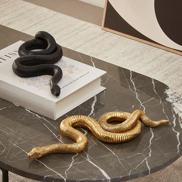 Escultura Serpente preta 40 cm