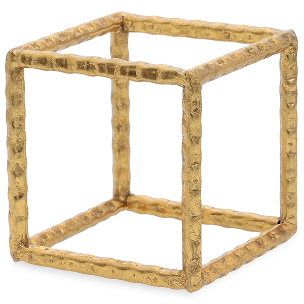 Escultura cubo dourado em metal Mart 14,5x14,5