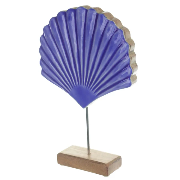 Escultura em madeira Concha azul 29x19,5x5