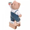 Escultura em poliresina Ursinho com avião Teddy Charm Wolff 13x7,5x22