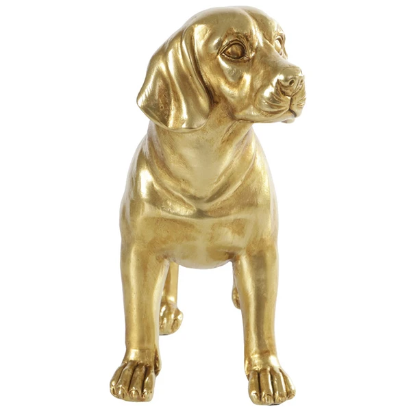Escultura em poliresina dourada Cachorro Beagle 12x14,2x6