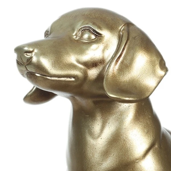 Escultura em poliresina dourada Cachorro Dachshund Salsicha 21,2x32,2x10