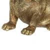 Escultura em poliresina dourada Cachorro Dachshund Salsicha deitado 11,2x15,3x8,4